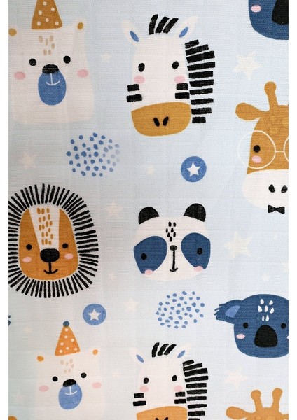 Minicik Safari Dostları Müslin Örtü Tekli 115X115