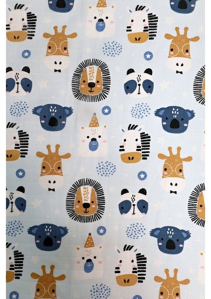 Minicik Safari Dostları Müslin Örtü Tekli 115X115