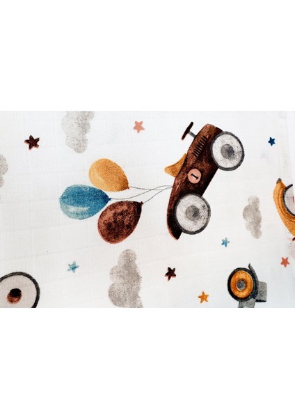 Müslin Örtü Üçlü 55X55 Minicik Uçan Arabalar-Minicik Safari Dostları-Minicik Geyik Bahçesi