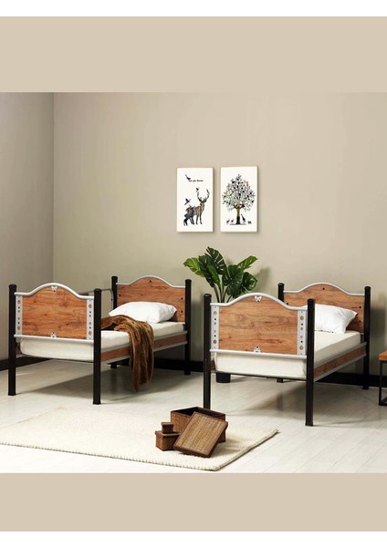 Argimo Inci Genç Çocuk Odası Metal Ahşap Ranza ve Karyola 90 x 190 Siyah fiyatları