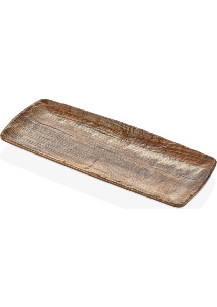 41028.SI - Polaris Sierra 6'lı Ahşap Görünümlü Dikdörtgen Tabak Seti 28,5X12 Cm, Thermoset Melamin