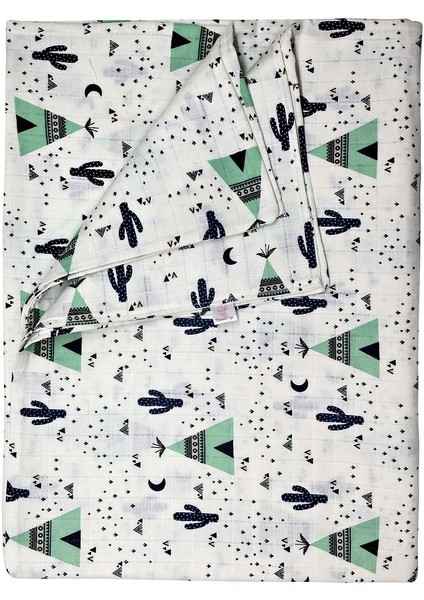 Çift Taraflı Müslin Battaniye 120X180 Minicik Kaktüs Bahçesi