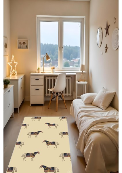 Makinede Yıkanabilir At Figürlü Kaymaz Taban Leke Tutmaz Salon Halısı Çocuk Halısı ve Kesme Yolluk modelleri