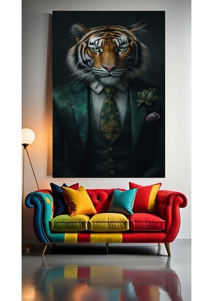 Beyefendi Kaplan V11 Ev Duvar Salon Güzellik Salonu Ofis Dükkan Dekarasyon Kanvas Tablo