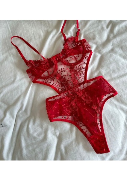 Kırmızı Dantel Iç Çamaşır Takımı Bodysuit fiyatları
