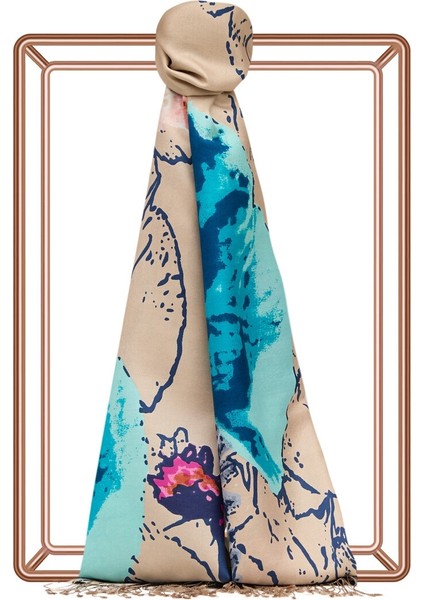 Yaban Gülü Desenli Ipek Şal