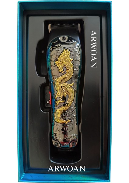 Profesyonel Kablosuz Saç Traş Makinesi - Ejderha Desenli Şık Tasarım, Paslanmaz Çelik Bıçak ve Güçlü Motor