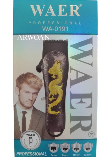 Profesyonel Kablosuz Saç Traş Makinesi - Ejderha Desenli Şık Tasarım, Paslanmaz Çelik Bıçak ve Güçlü Motor