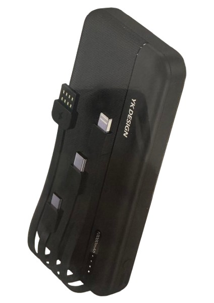 10000MAH Powerbank – Dahili Kablolu, 2.1A Çıkış, Siyah P921