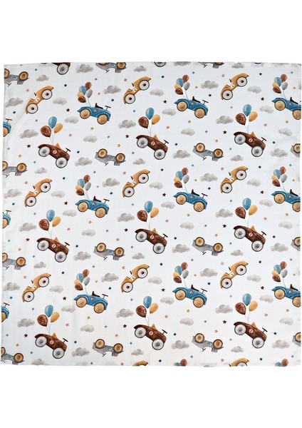 Müslin Örtü Tekli 100X100 Minicik Uçan Arabalar modelleri