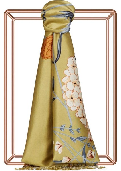 Siona Desenli Ipek Şal 08022-YEŞIL