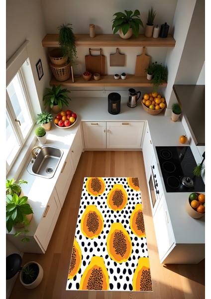 Dijital Baskı Modern Kaymaz Taban Leke Tutmaz Makinada Yıkanabilir Mutfak Halısı ve Balkon Halısı