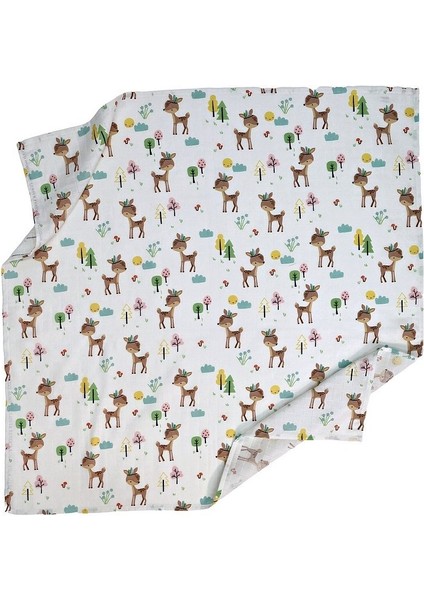 Müslin Örtü Tekli 100X100 Minicik Geyik Bahçesi indirimleri