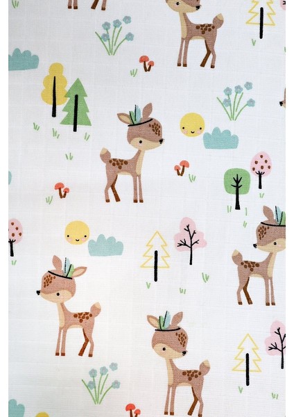 Müslin Örtü Tekli 100X100 Minicik Geyik Bahçesi