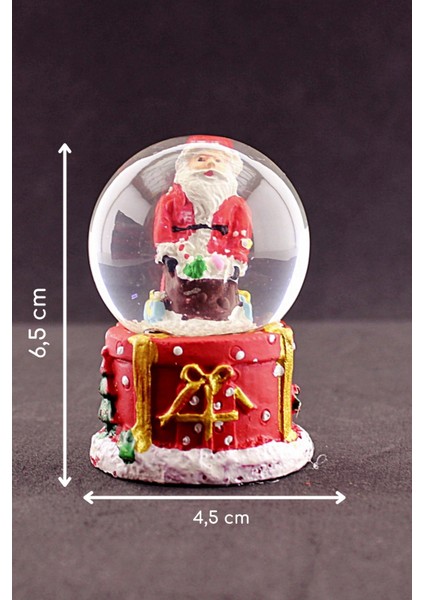 Merry Christmas Hediye Torbalı Noel Baba Temalı Mini Boy Işıklı Kar Küresi 6,5 cm 1