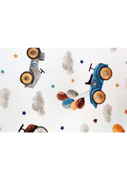 Müslin Örtü Üçlü 70X70 Minicik Uçan Arabalar-Minicik Safari Dostları-Minicik Geyik Bahçesi