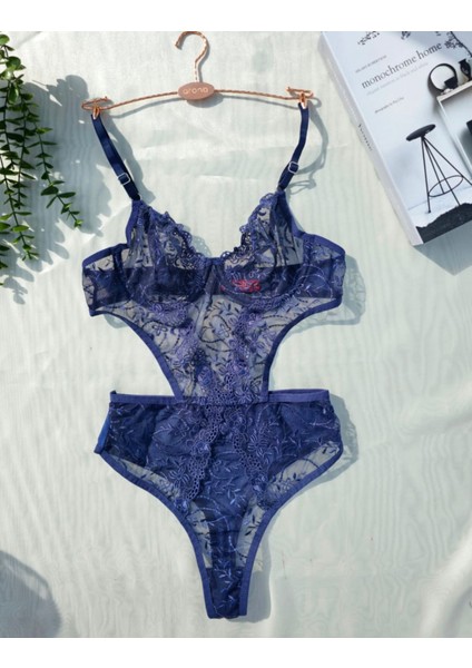 Lacivert Dantel Iç Çamaşır Takımı Bodysuit fiyatları