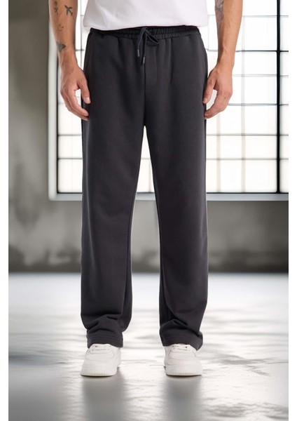 Mendes Baggy Kalıp Diagonal 3 Iplik Kumaş Erkek Eşofman Altı Pantolon - Füme modelleri