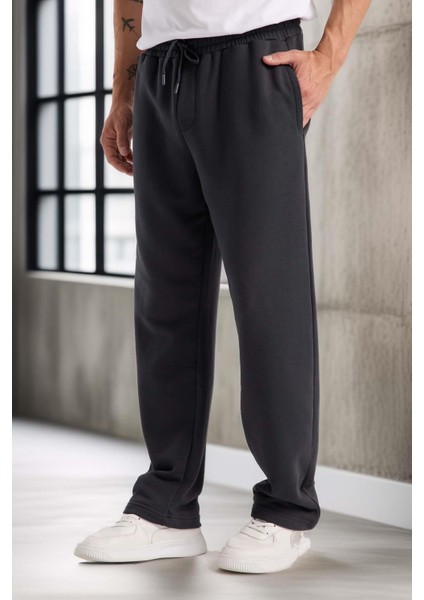 Mendes Baggy Kalıp Diagonal 3 Iplik Kumaş Erkek Eşofman Altı Pantolon - Füme fırsatları