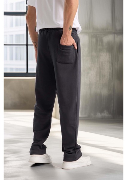 Mendes Baggy Kalıp Diagonal 3 Iplik Kumaş Erkek Eşofman Altı Pantolon - Füme indirimleri