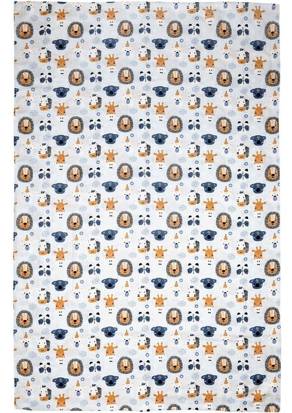 Çift Taraflı Müslin Battaniye 120X180 Minicik Safari Dostları