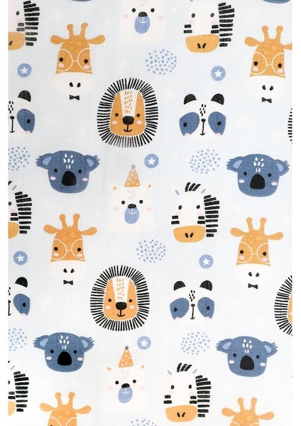 Çift Taraflı Müslin Battaniye 120X180 Minicik Safari Dostları