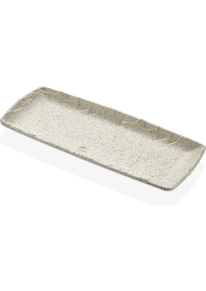41028.WG - Polaris 6'lı Beyaz Granit Efektli Dikdörtgen Tabak Seti 28,5X12 Cm, Thermoset Melamin