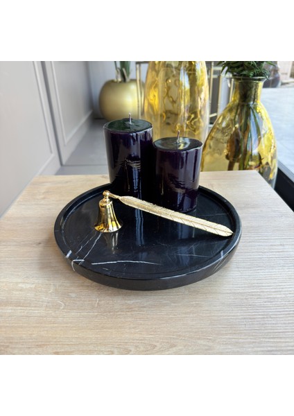 Siyah Mermer Gold Top Ayaklı Sunum Tabağı , Toros Siyahı Mermer Gold Ayaklı Sunumluk modelleri