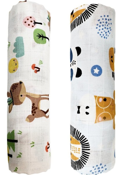 Müslin Örtü Ikili 90X90 Minicik Safari Dostları - Minicik Geyik Bahçesi