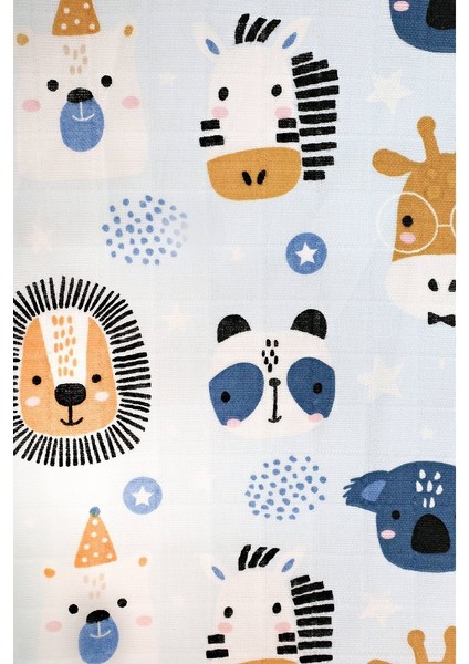 Müslin Örtü Tekli 100X100 Minicik Safari Dostları