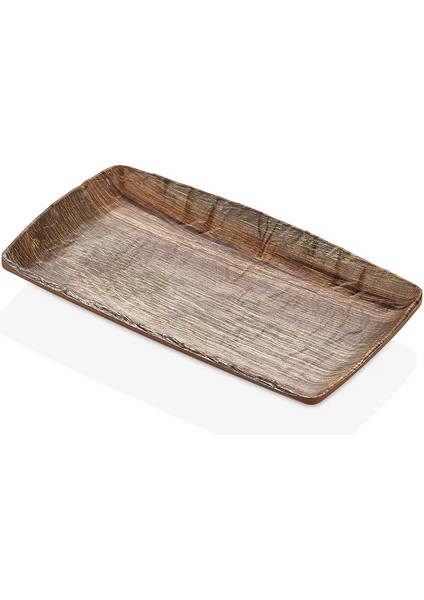 41016.SI - Polaris Sierra 6'lı Ahşap Görünümlü Dikdörtgen Tabak Seti 15,4x8,9 Cm, Thermoset Melamin