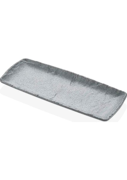 41028.GG - Polaris 6'lı Gri Granit Efektli Dikdörtgen Tabak Seti 28,5X12 Cm, Thermoset Melamin