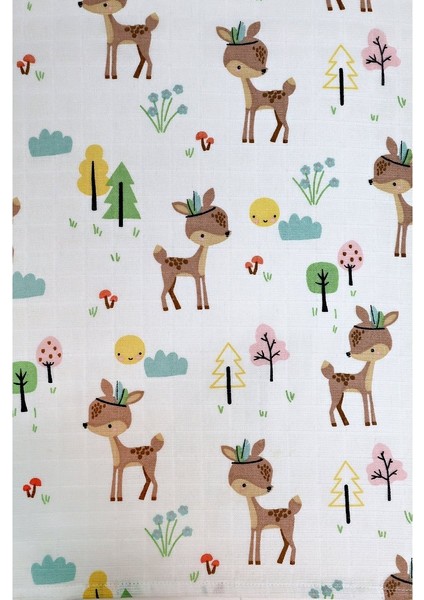 Minicik Geyik Bahçesi Müslin Örtü Tekli 115X115 indirimleri