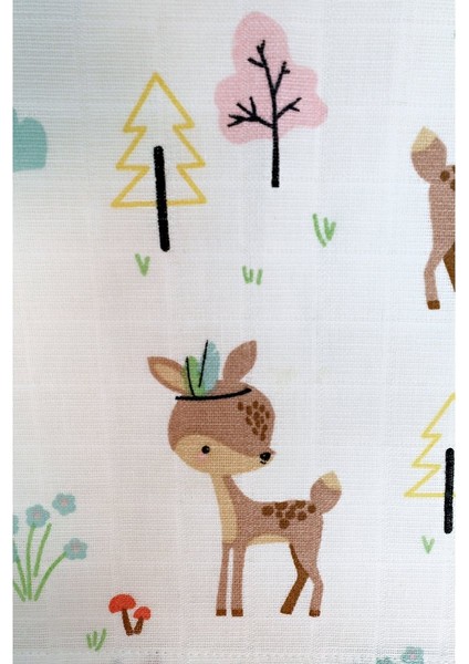 Minicik Geyik Bahçesi Müslin Örtü Tekli 115X115