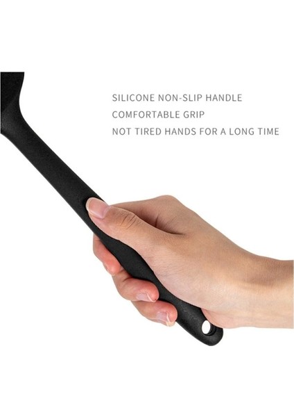6'lı Mutfak Seti: Silikon Yumurta Fırçası, Kaşık, Bıçak, Spatula Siyah