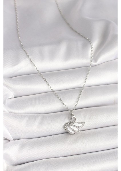 316L Çelik Gümüş Renk Zincir Zirkon Taşlı Kuğu Model Kadın Kolye - PRT3500EB04553 fiyatları