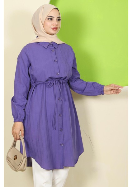 Yazlık Beli Bağlamalı Tunik Mor HM2811