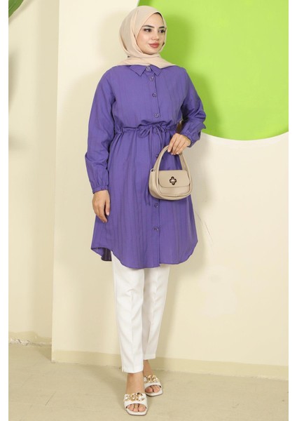 Yazlık Beli Bağlamalı Tunik Mor HM2811 fırsatları