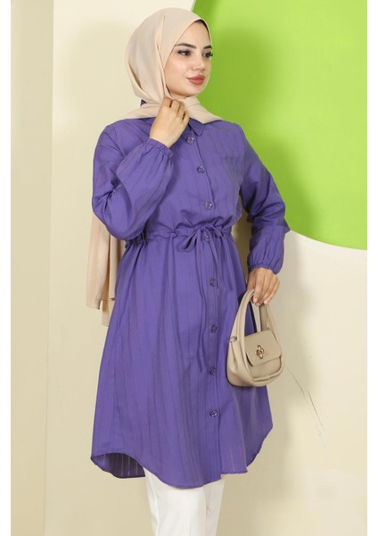 Yazlık Beli Bağlamalı Tunik Mor HM2811 indirimleri