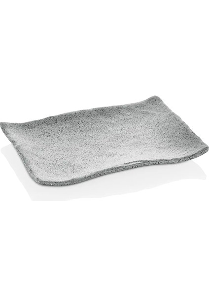 30019.GG - Terra 3'lü Gri Granit Efektli Dikdörtgen Tabak Seti 19X13,5 Cm, Thermoset Melamin