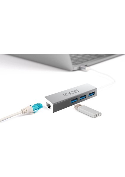 IUSB-03T USB 3.0 3 Port ÇOKLAYICI,10/100/1000MBPS Ethernet Mulitiplexer Adaptör