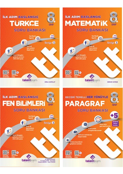 8. Sınıf Ilk Adım Başlangıç Türkçe Matematik Fen Bilimleri Paragraf Soru Bankası Seti