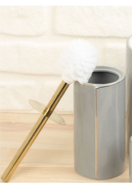 Hometarz Porselen Gold Banyo Wc Takımı 5 Li Sabunluk Fırçalık Set fiyatları
