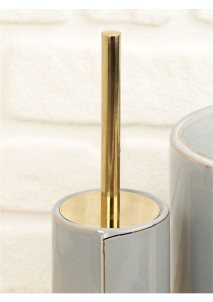 Hometarz Porselen Gold Banyo Wc Takımı 5 Li Sabunluk Fırçalık Set modelleri