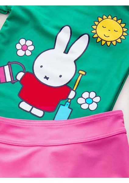 Yeşil Pembe Animal Desenli Sunsafe Korumalı Mayo Alt Üst Takım fırsatları