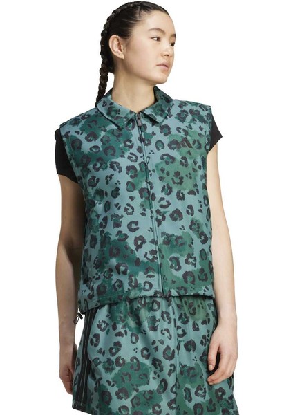 Adidas Yelek All Over Print Kadın Yeşil Klasik Yaka Yelek modelleri