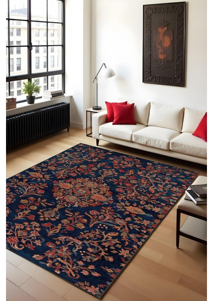 Makinede Yıkanabilir Klasik Desen Kaymaz Taban Leke Tutmaz Salon Halısı Mutfak Halısı ve Yolluk