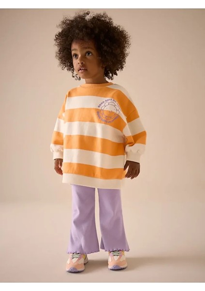 Pamuklu Turuncu Lila Uzun Kollu Alt Üst Takım