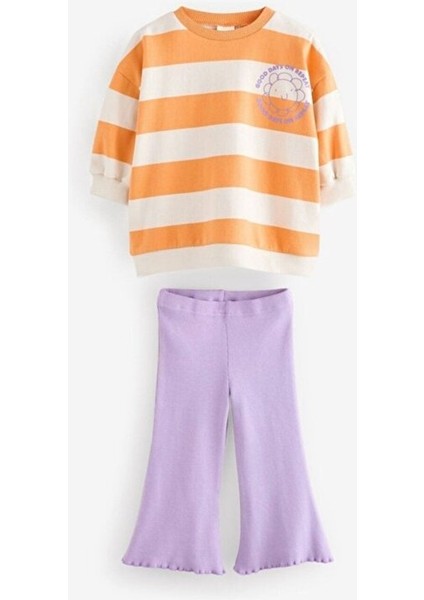 Pamuklu Turuncu Lila Uzun Kollu Alt Üst Takım modelleri
