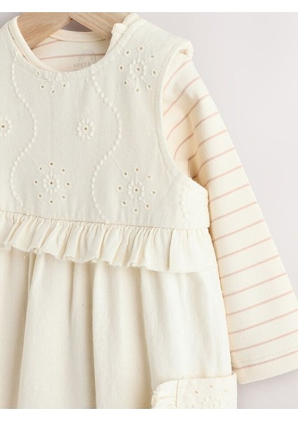 % 100 Pamuklu Krem Fırfırlı Salopet Body Zıbın Set fırsatları